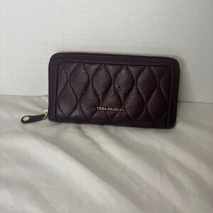 Vera Bradley Leather Wallet Quilted Georgia Burgundy Red/Brown Accordion Vintage